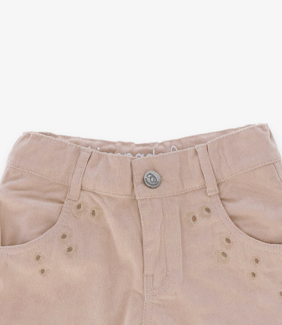 Pantalon niña cargo de cotelé beige Limonada-3