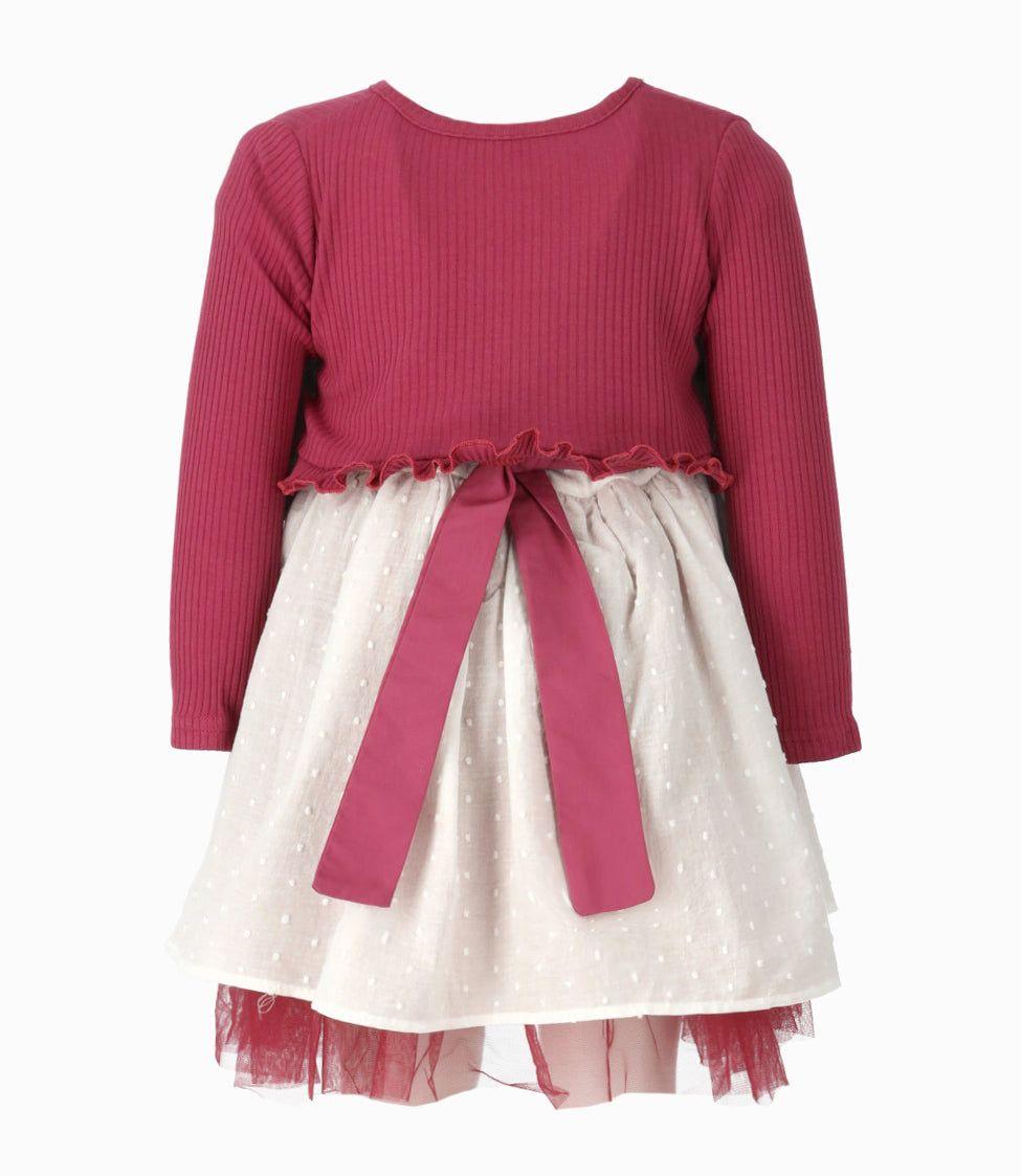 Vestido niña con bolero burdeo Limonada-2