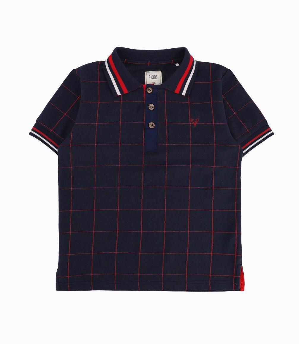 Polera Niño Con Cuello Azul Marino-0