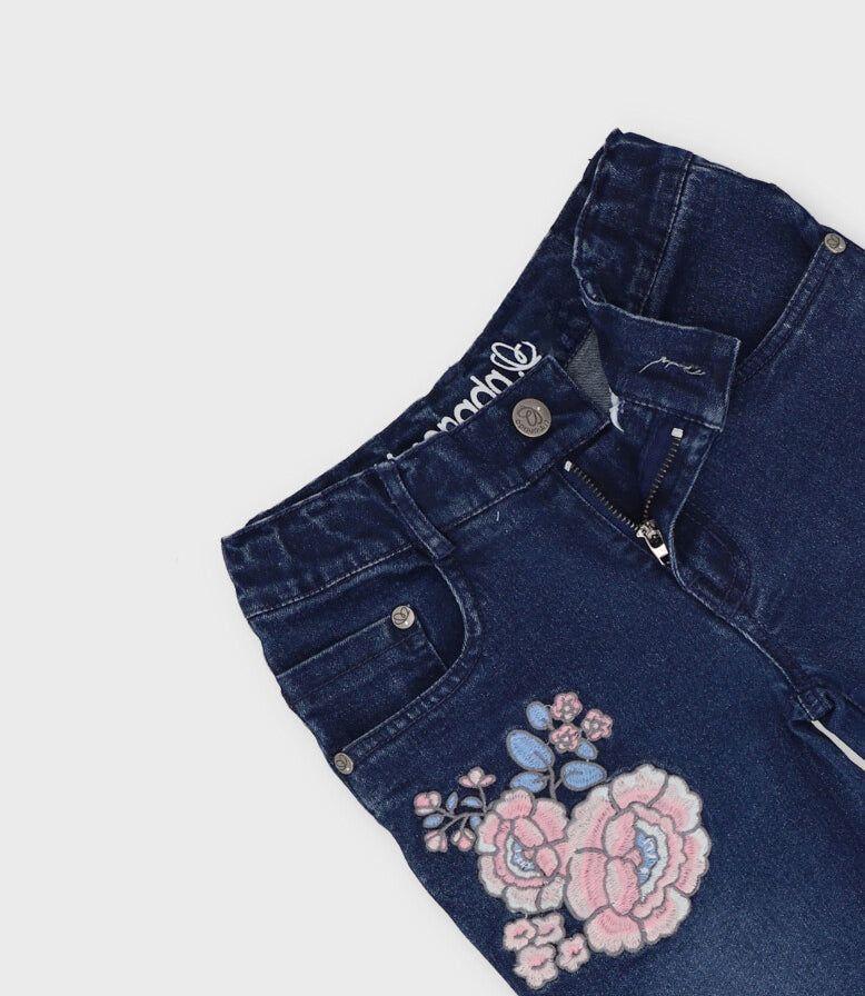 Jeans niña con flores azul Limonada-2