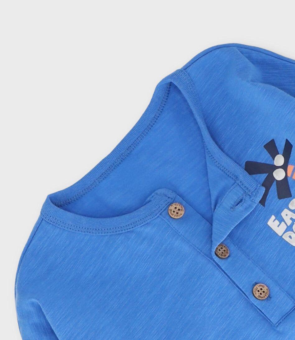 Polera manga larga bebé con palmera azul Black and Blue-2