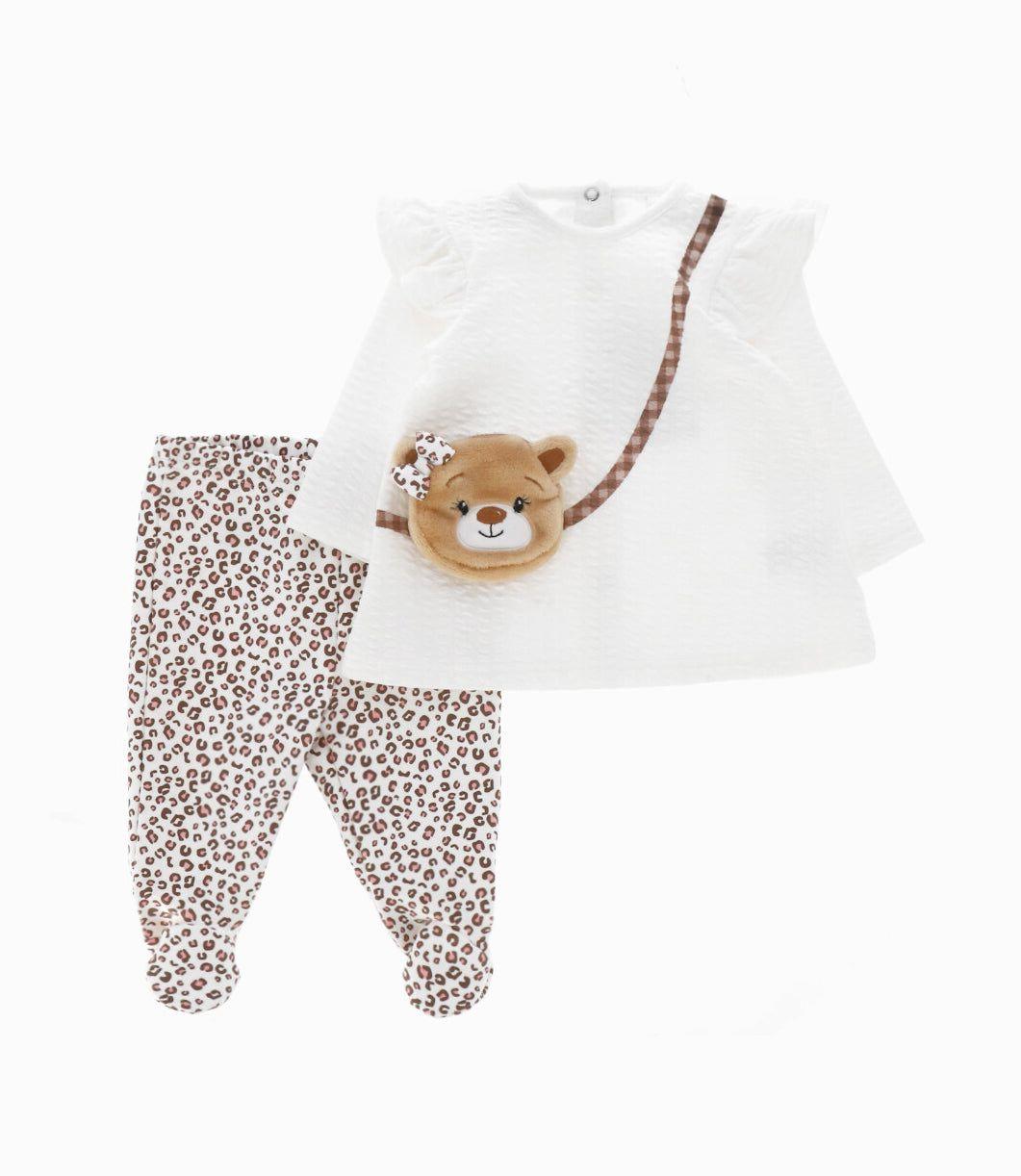Conjunto recién nacida de polera y calzas blanco Limonada-0