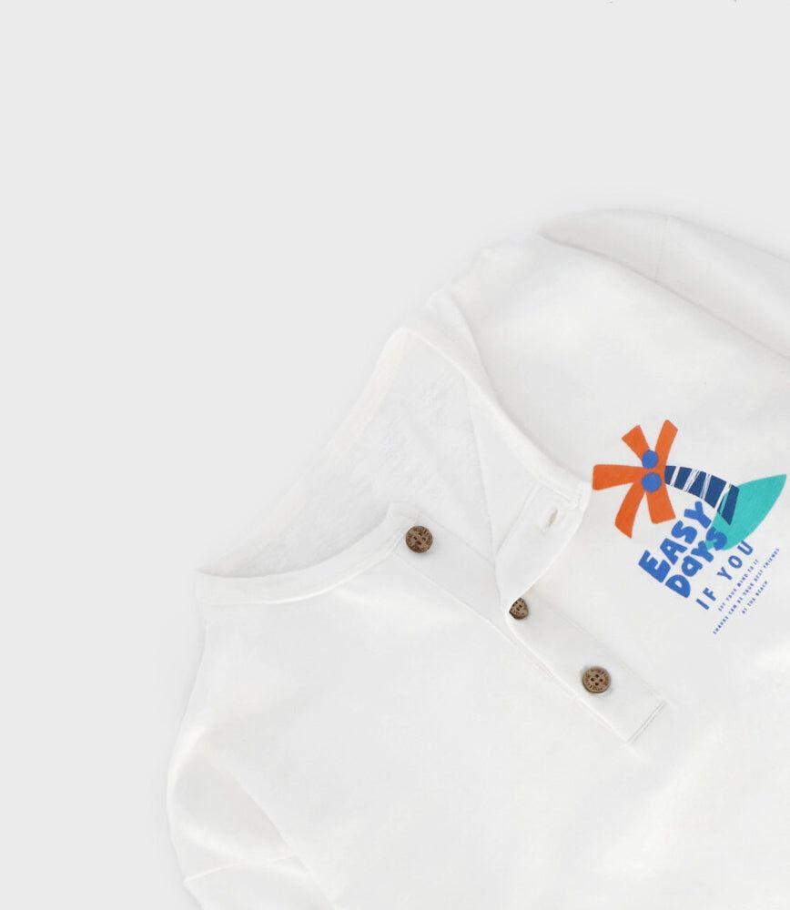 Polera manga larga niño con palmera crudo Black and Blue-3