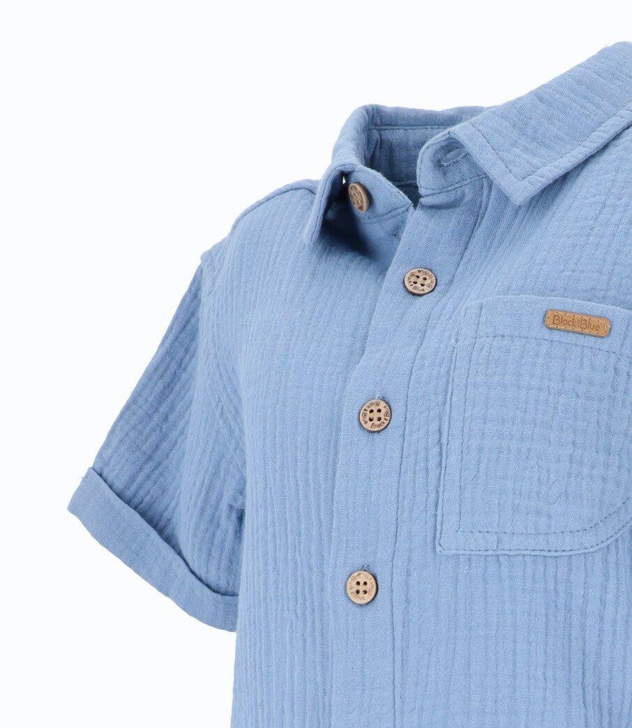 Camisa manga corta niño básica azul Black and Blue-3