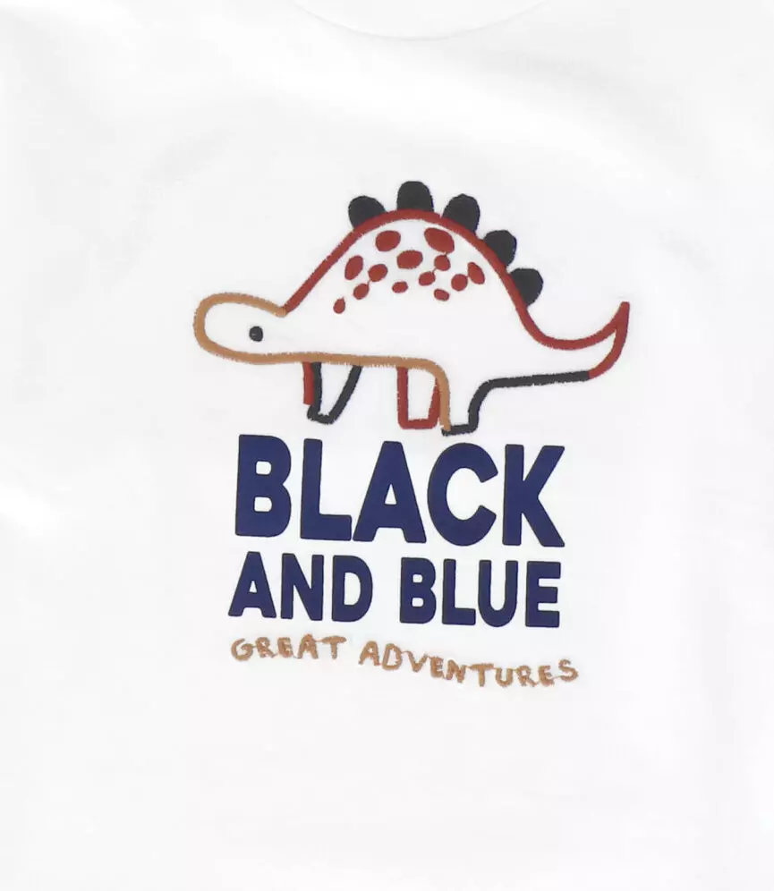 Polera manga larga bebé dinosaurio crudo Black and blue-2