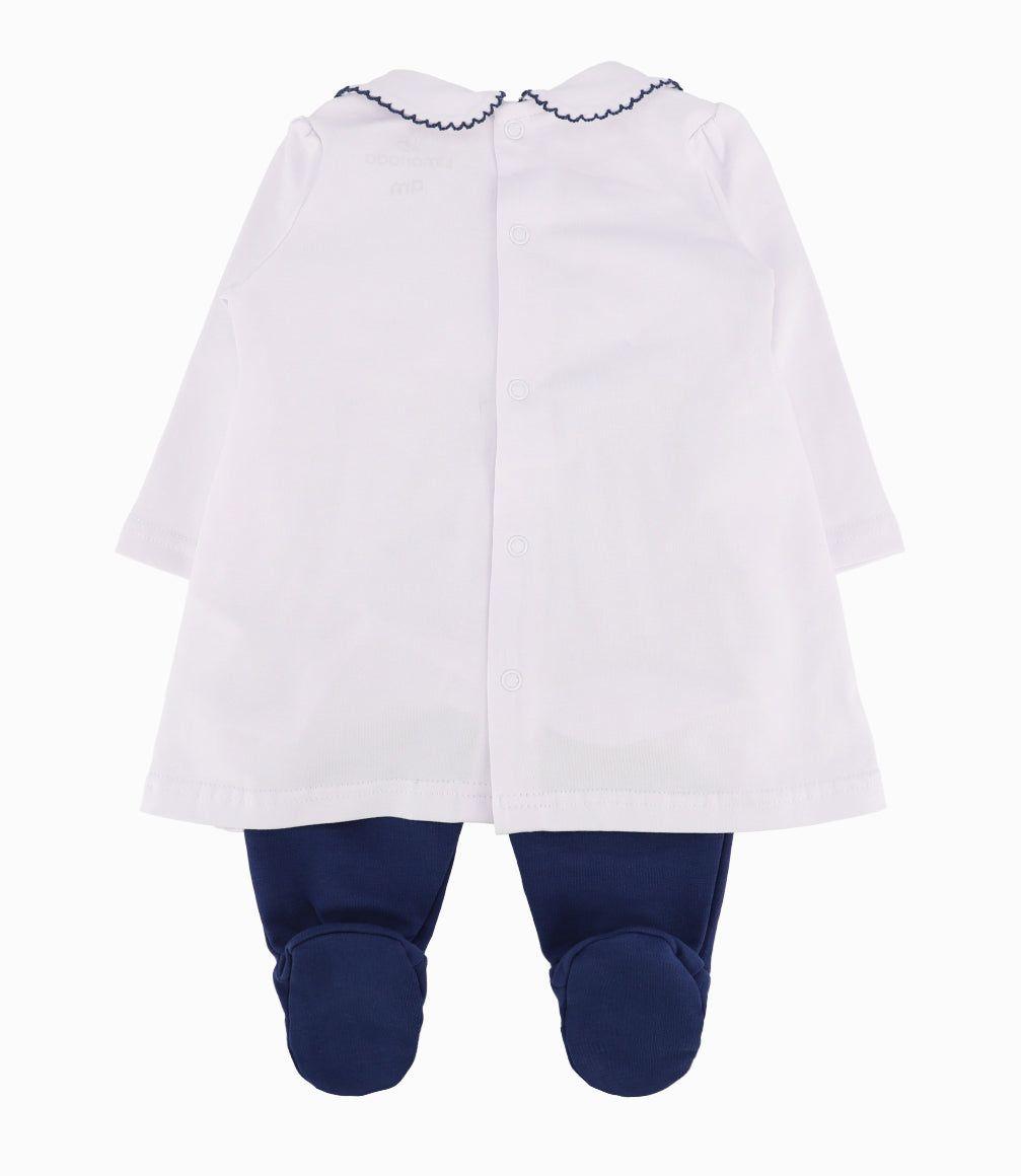 Conjunto Recién Nacida De Vestido Y Calzas Azul Marino-6