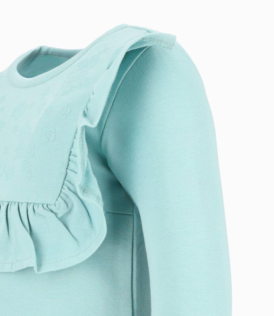 Polera bebés con flores y vuelos menta Limonada-2