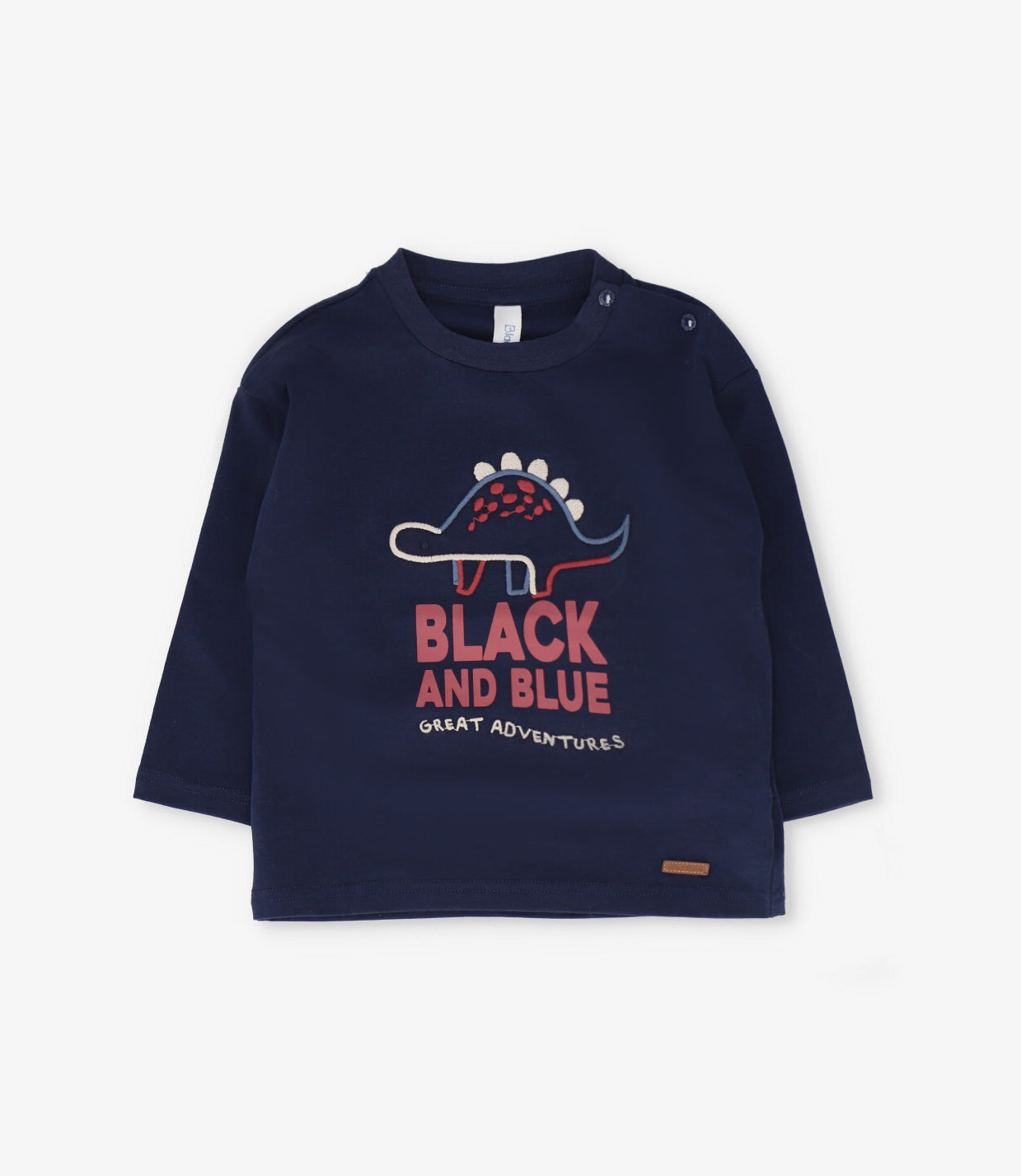 Polera manga larga bebé dino azul marino Black and blue-0
