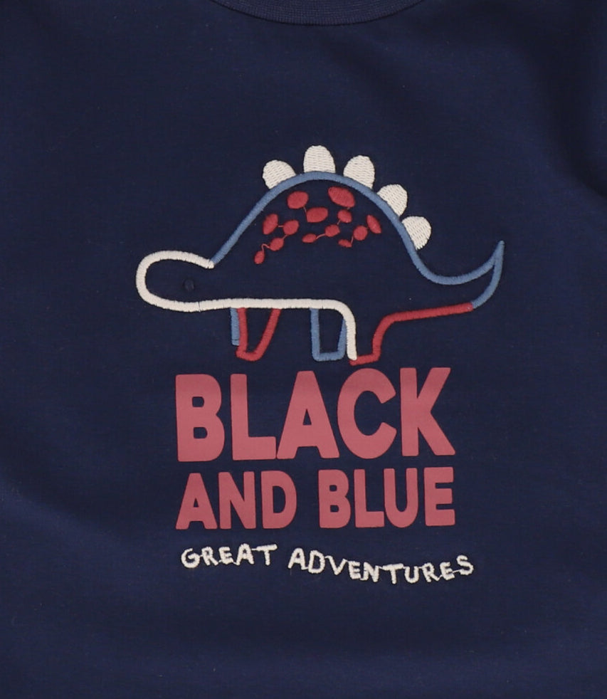 Polera manga larga bebé dino azul marino Black and blue-2