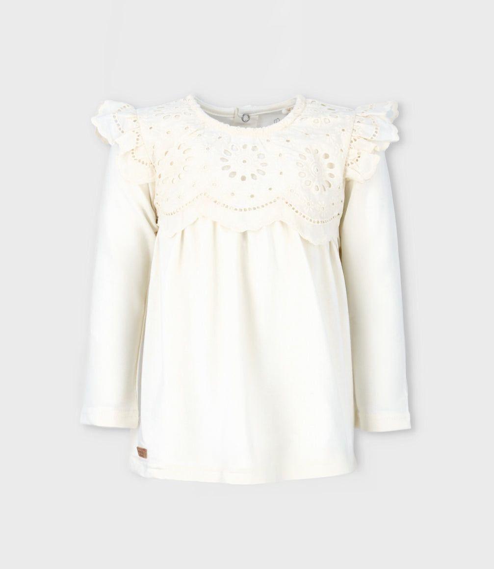 Polera niña con broderie blanco Limonada-0