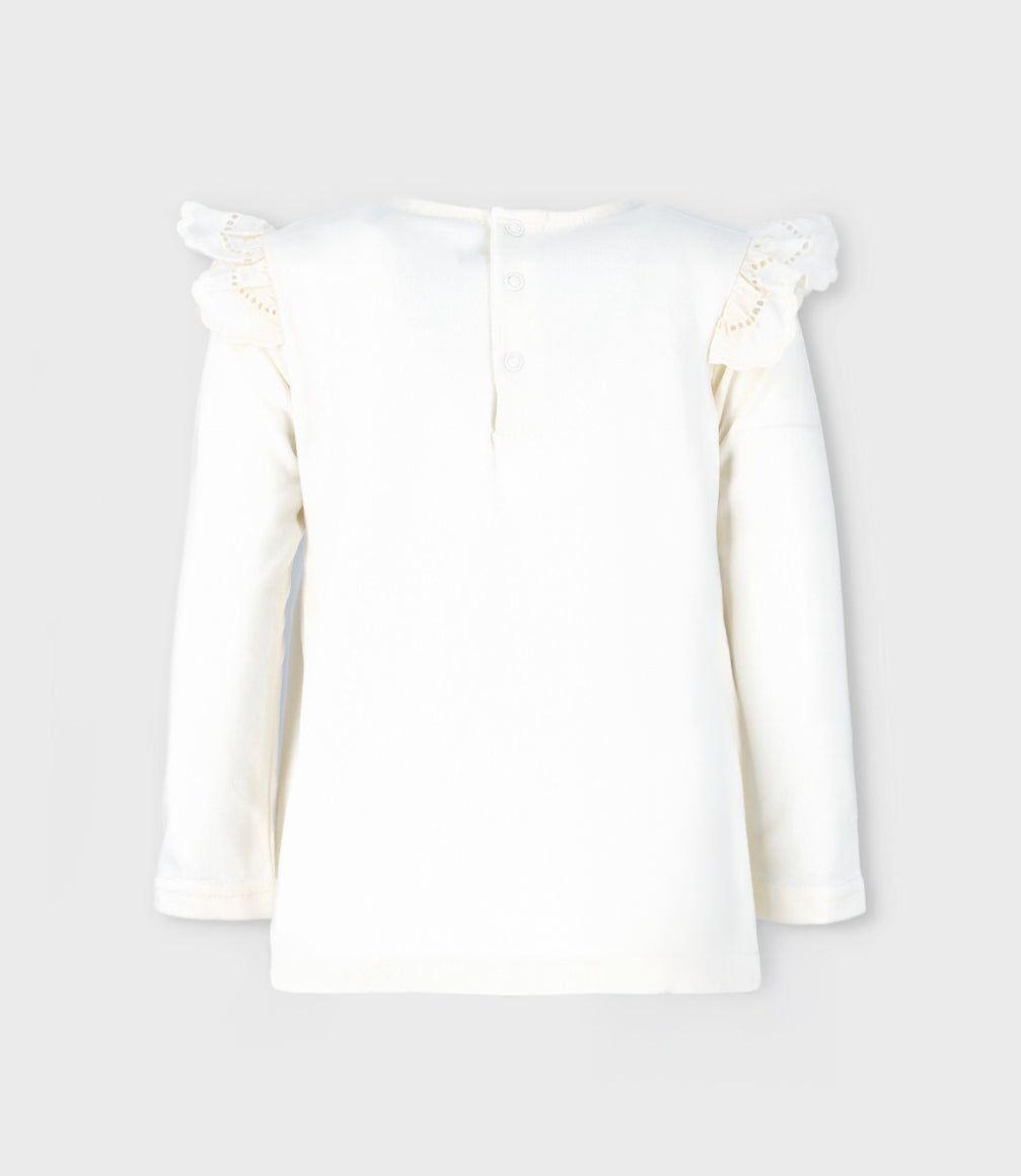Polera niña con broderie blanco Limonada-1