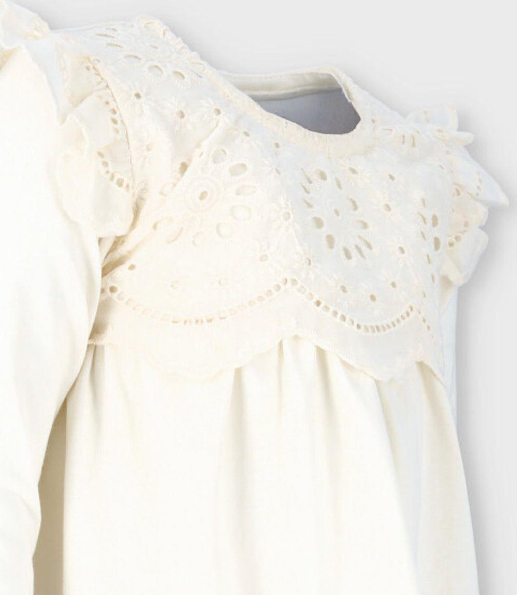 Polera niña con broderie blanco Limonada-2