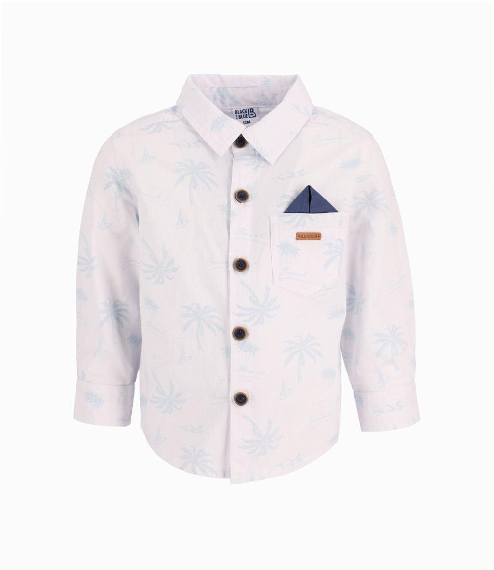 Camisa Popelín Con Palmeras Bebé Niño Blanco Black and Blue-0