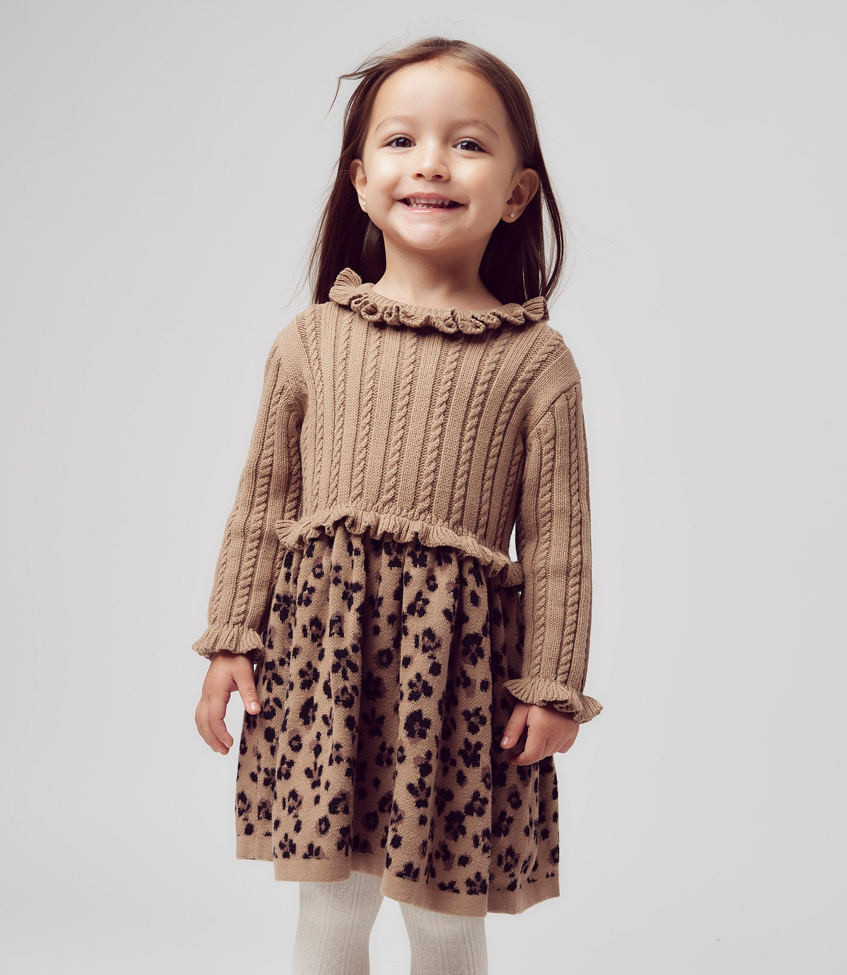 Vestido bebé animal print beige Limonada-0