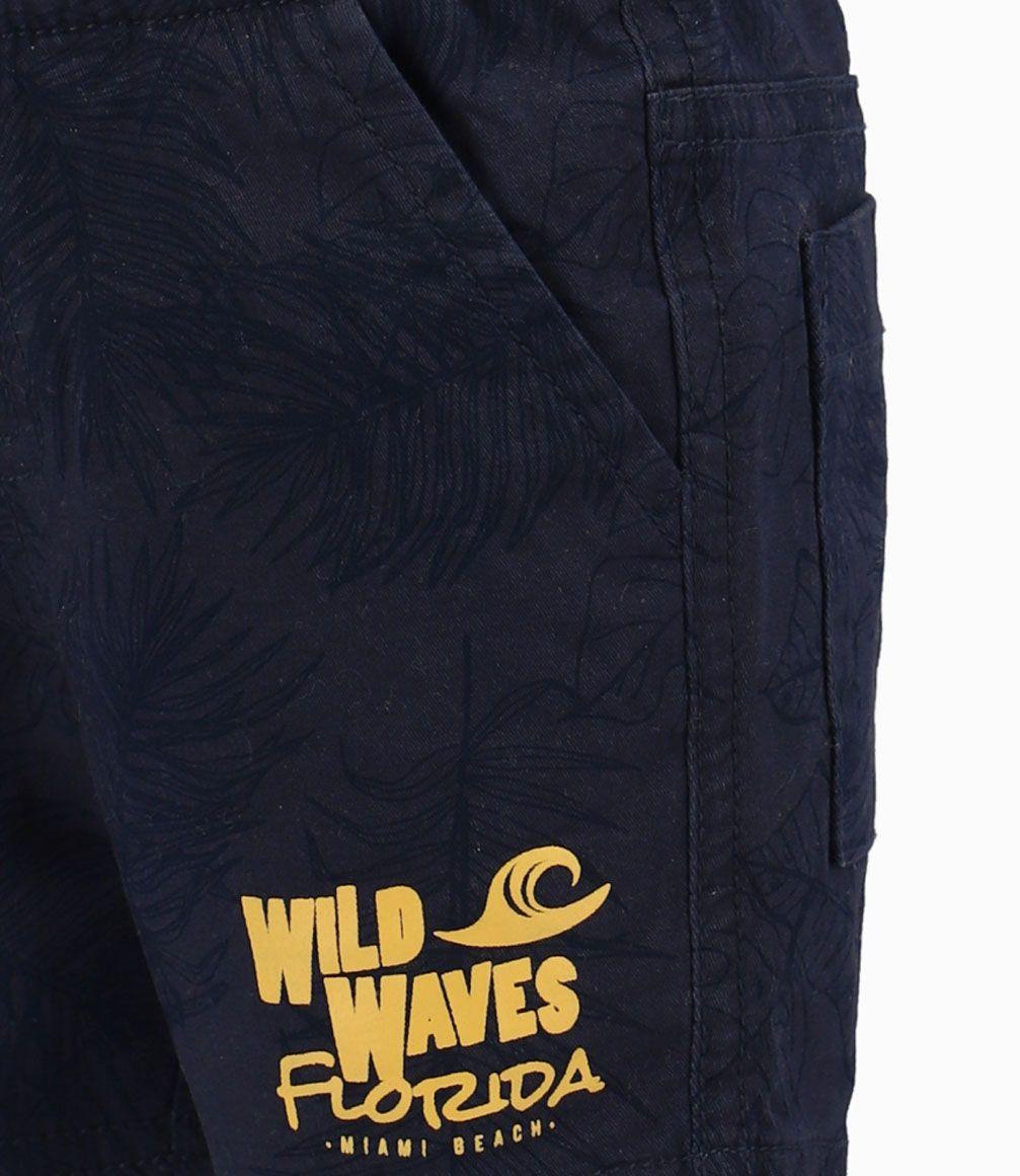 Bermuda Con Estampado Algodón Bebé Niño Azul Piedra Black and Blue-1