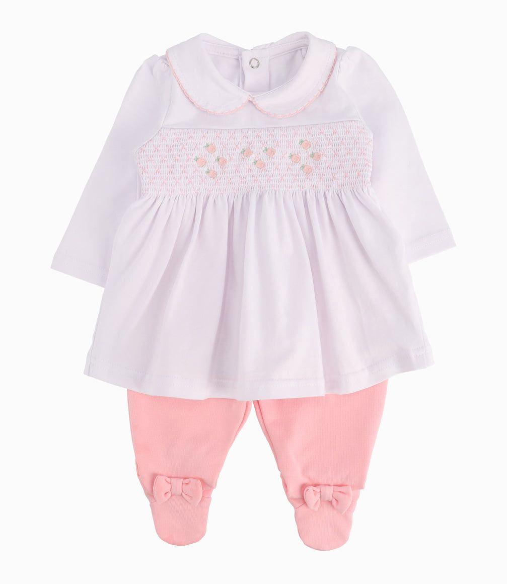 Conjunto Recién Nacida De Vestido Y Calzas Rosado-0