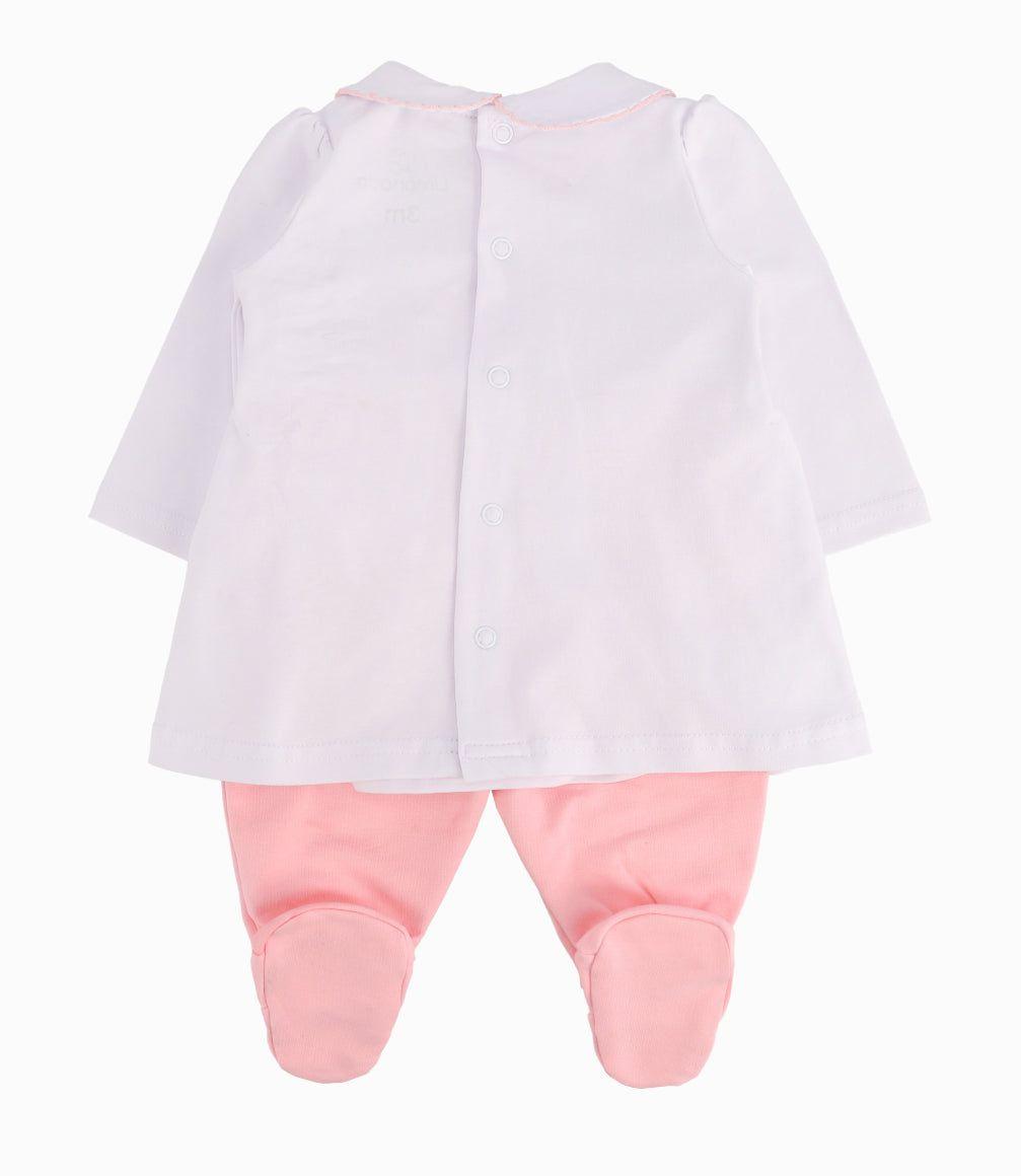 Conjunto Recién Nacida De Vestido Y Calzas Rosado-2