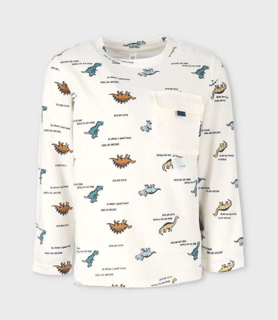 Polera niño con dinosaurios blanco Black and Blue-0
