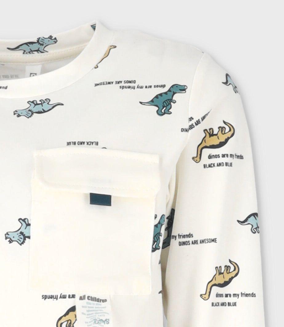 Polera niño con dinosaurios blanco Black and Blue-2