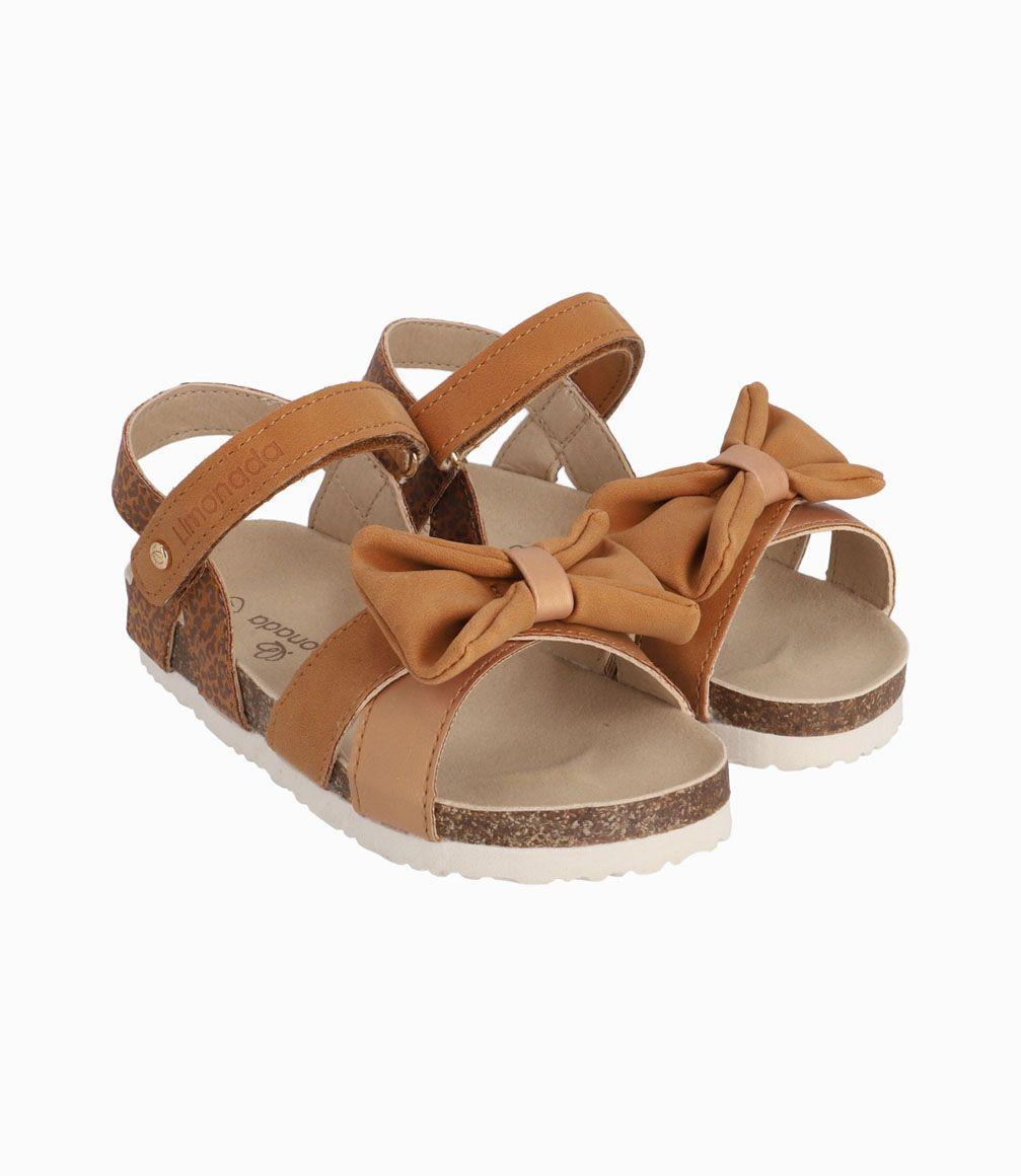 Sandalia Con Talón Cubierto Niña Camel Limonada-0