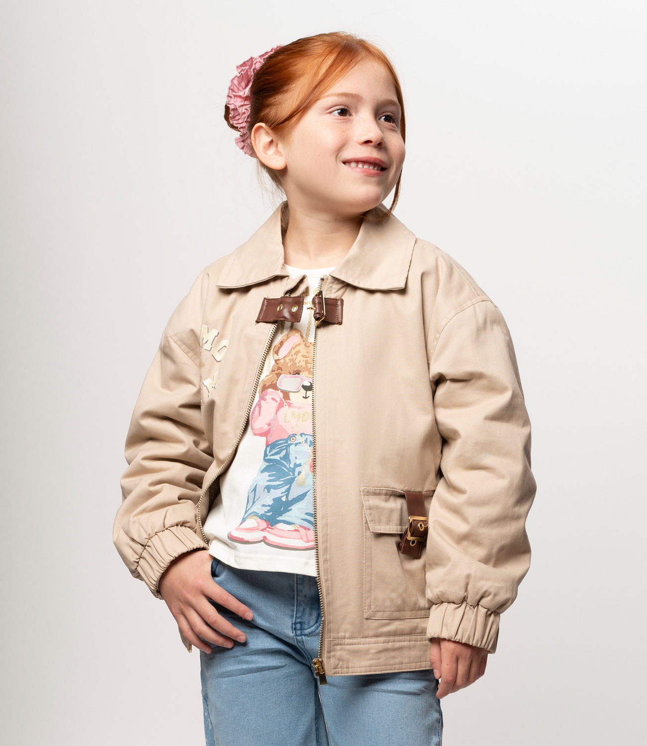 Chaqueta niña aviador beige Limonada-0