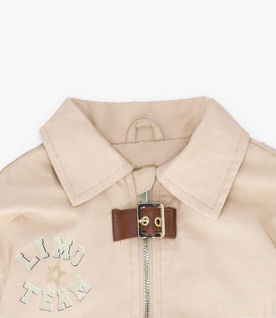 Chaqueta niña aviador beige Limonada-3