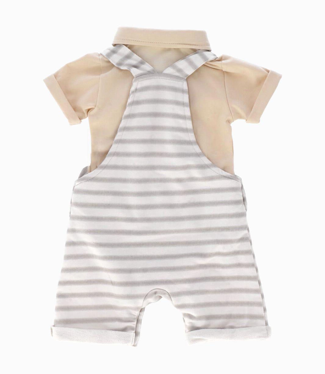Jardinera recién nacido con rayas beige 4 Kids-1