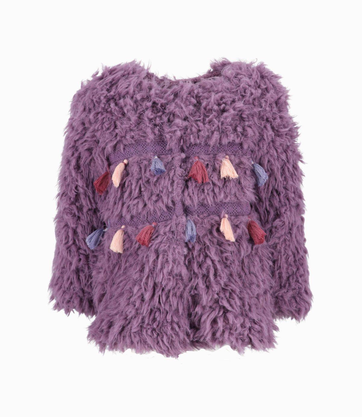 Chaqueta bebé con pompones morado Limonada-0
