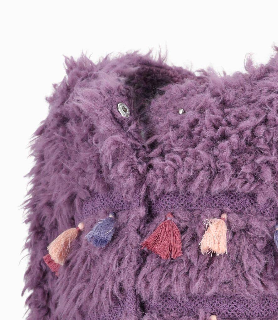 Chaqueta bebé con pompones morado Limonada-2