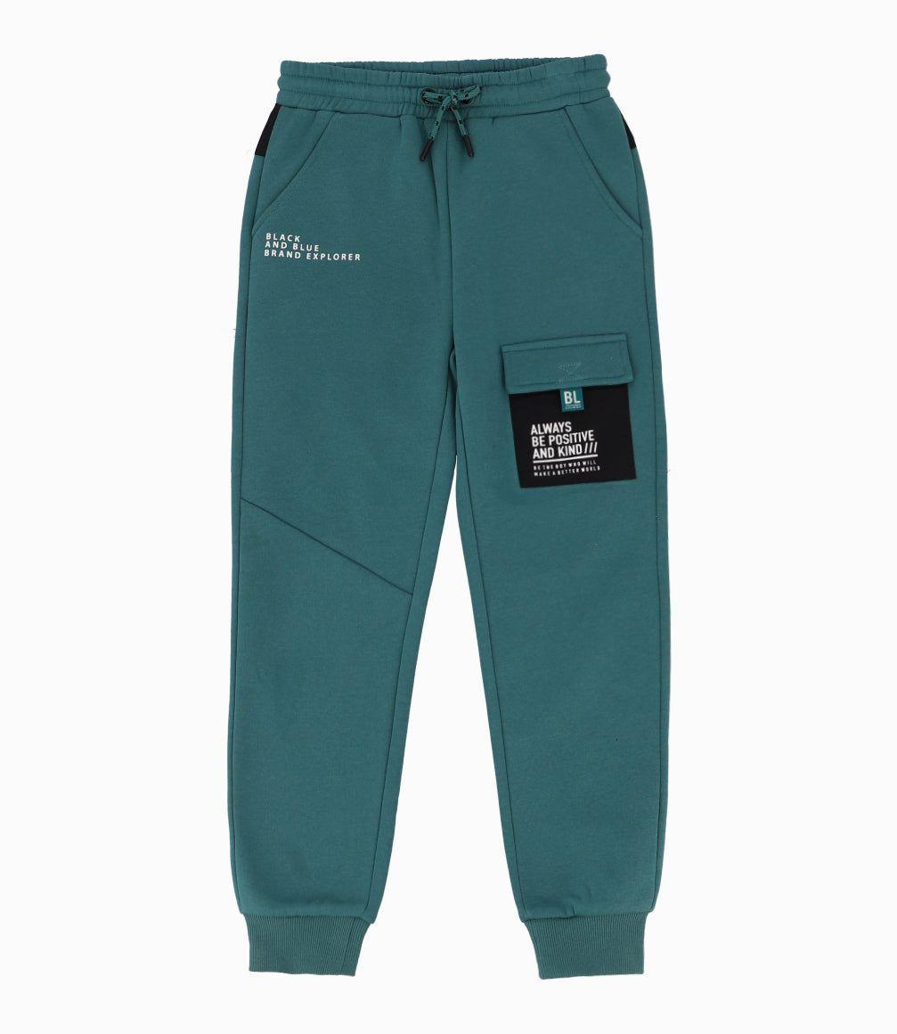 Pantalón Buzo Niño Con Bolsillos Black And Blue Petróleo-3