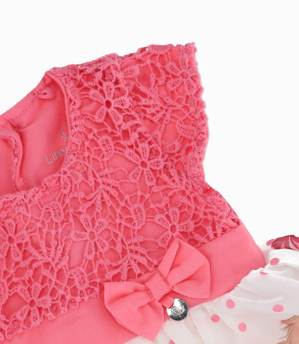 Vestido Con Macramé y Puntos Recién Nacida Coral Limonada-2