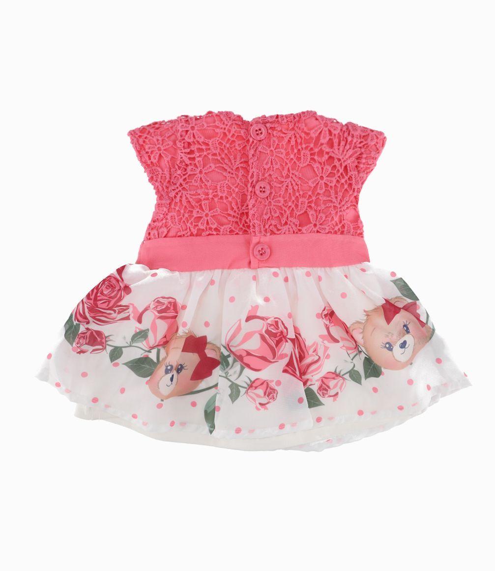 Vestido Con Macramé y Puntos Recién Nacida Coral Limonada-1