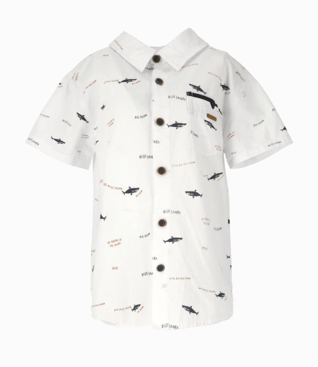 Camisa manga corta niño con tiburones blanco Black and Blue-1
