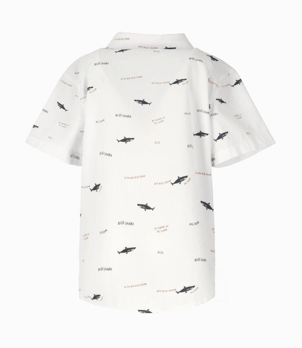 Camisa manga corta niño con tiburones blanco Black and Blue-2