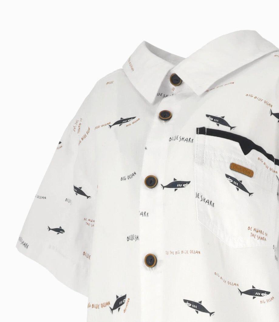Camisa manga corta niño con tiburones blanco Black and Blue-3