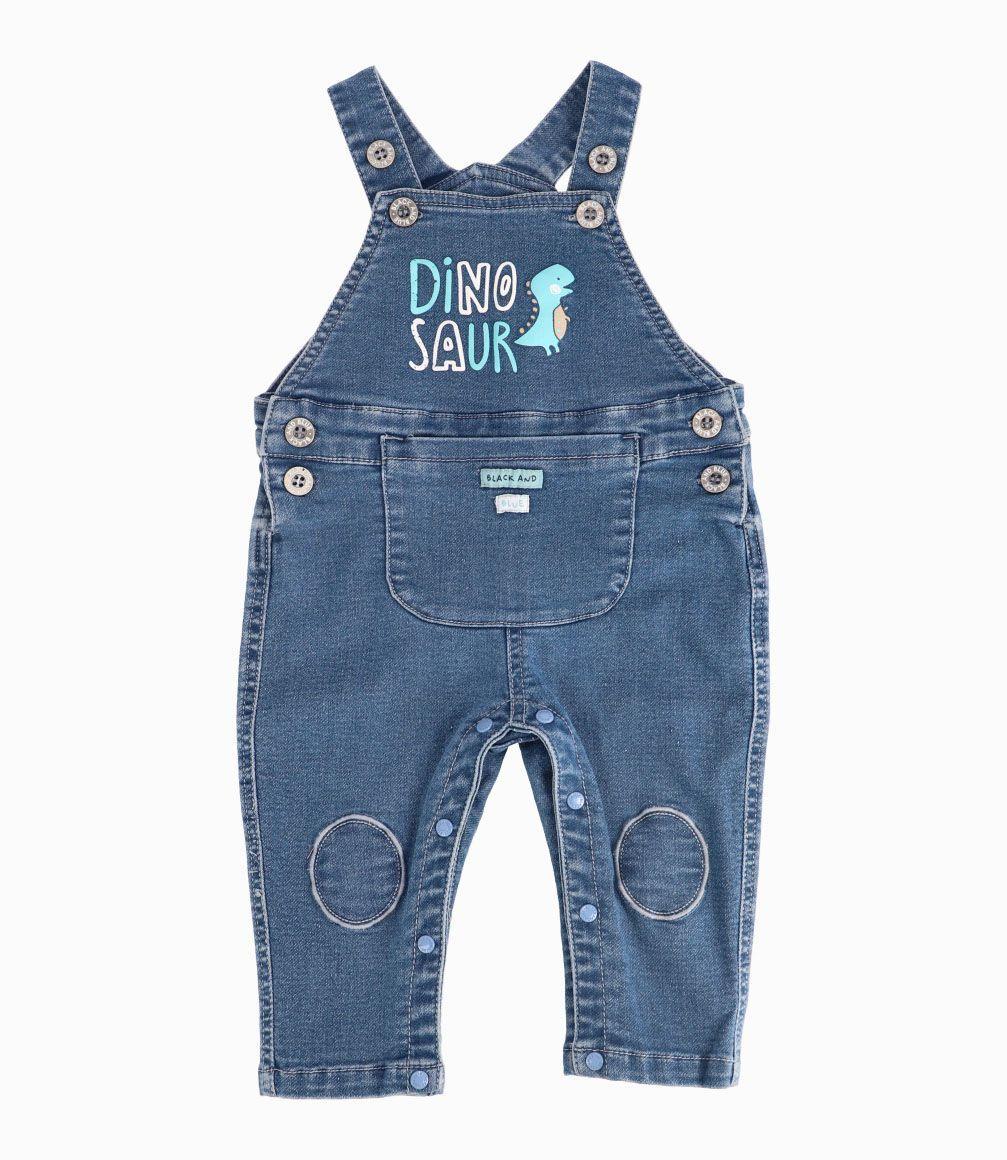 Jardinera Con Parches Bebé Niño Denim Celeste Black and Blue-0