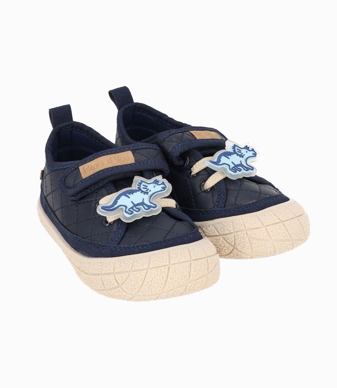 Zapatilla bebés con dinosaurio azul Black and Blue-0