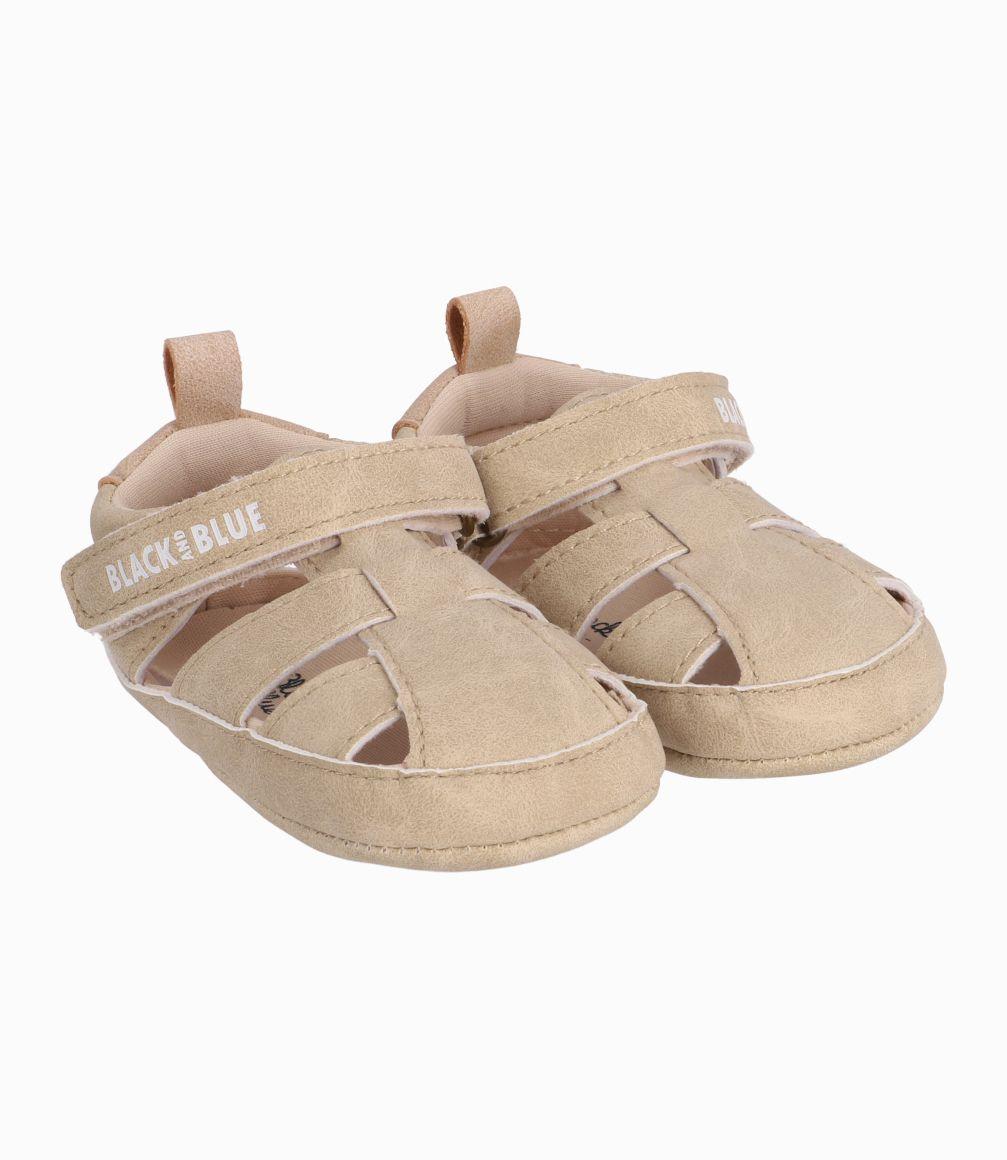 Sandalia Recién Nacido Con Velcro Black and Blue Beige-0