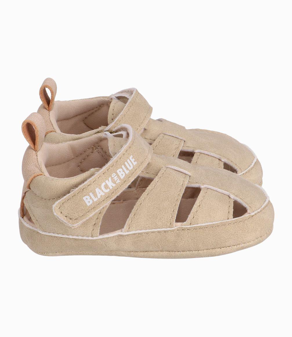 Sandalia Recién Nacido Con Velcro Black and Blue Beige-1