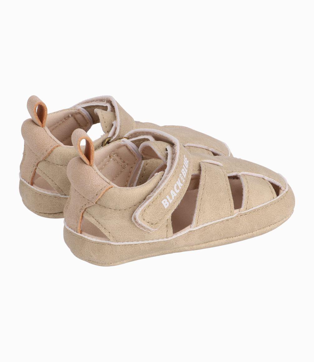 Sandalia Recién Nacido Con Velcro Black and Blue Beige-2