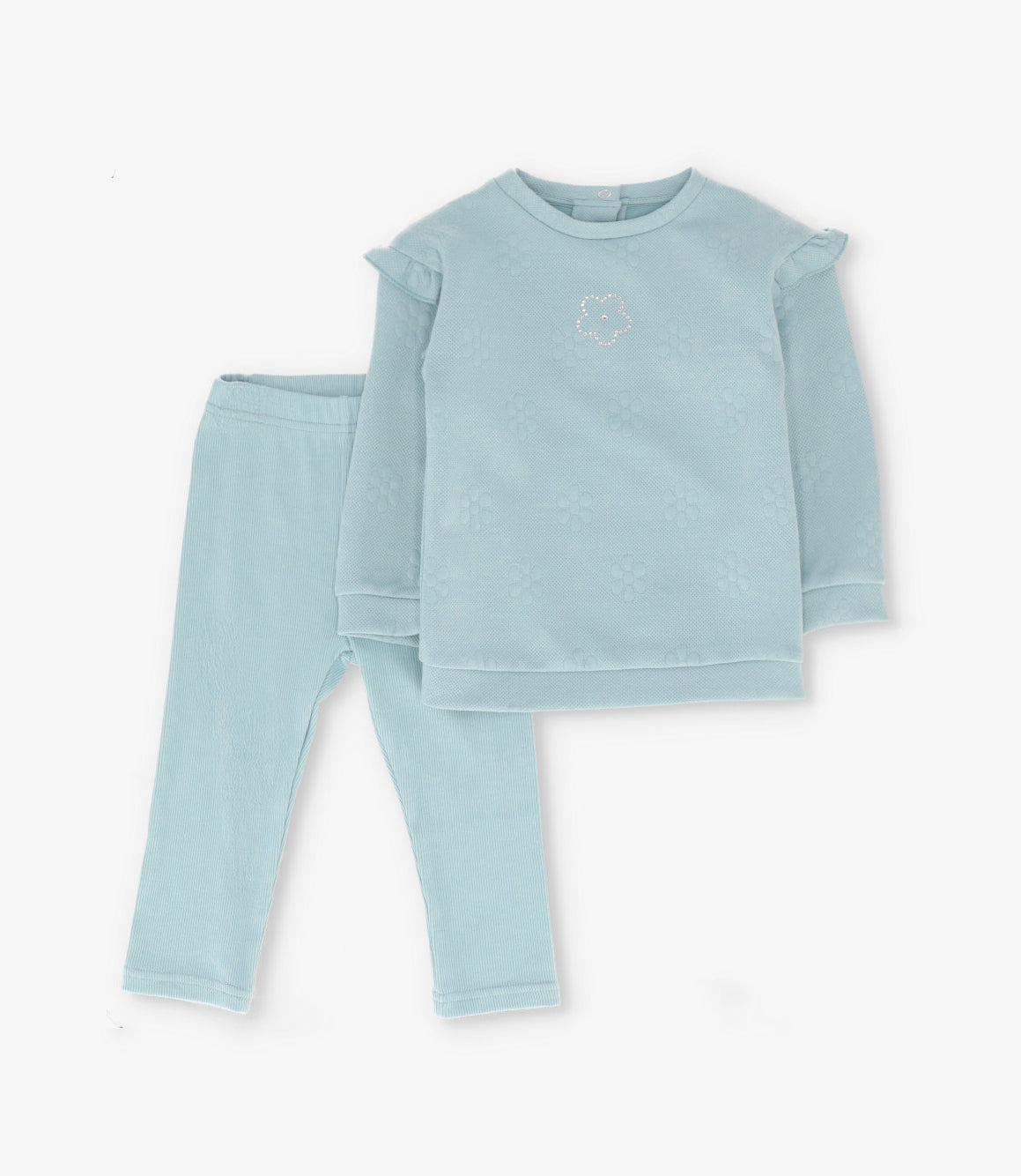 Conjunto bebé con flores turquesa Limonada-1