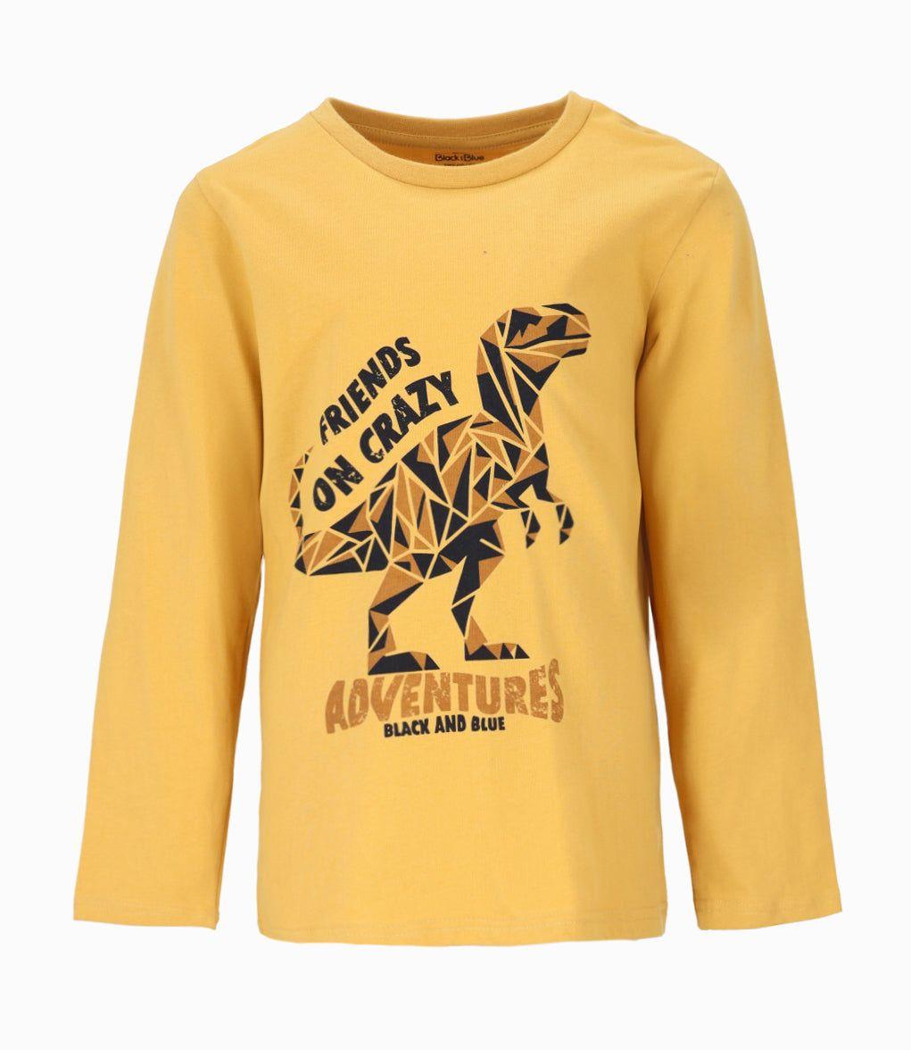 Polera niño con dinosaurio mostaza Black and Blue-0