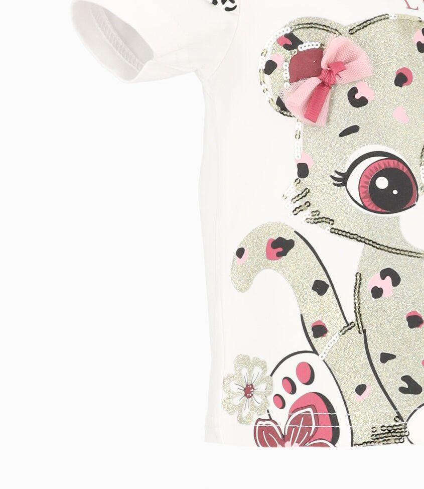 Polera manga corta bebé con leopardo blanco Limonada-2