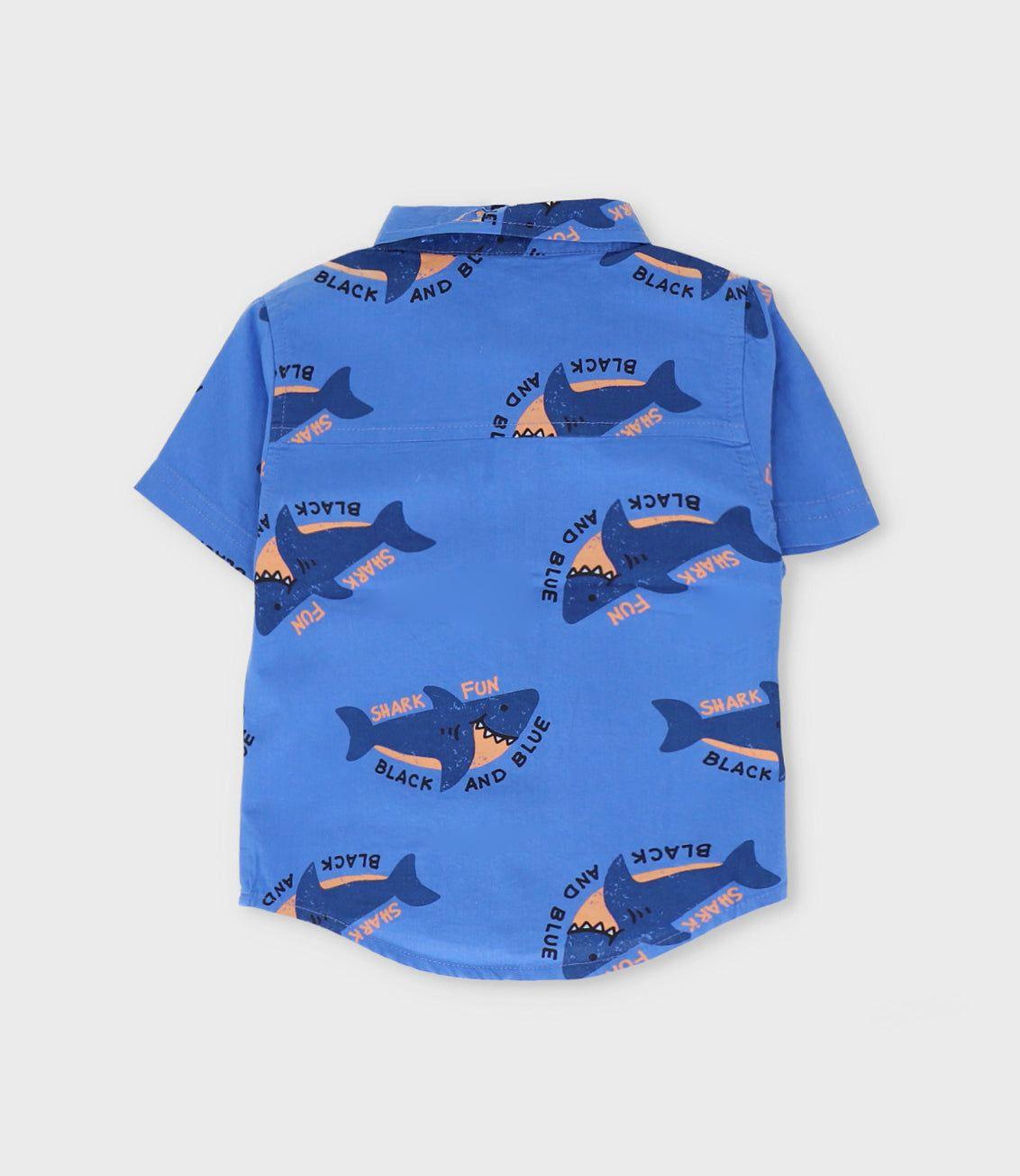Camisa manga corta bebé con tiburones azul Black and Blue-1