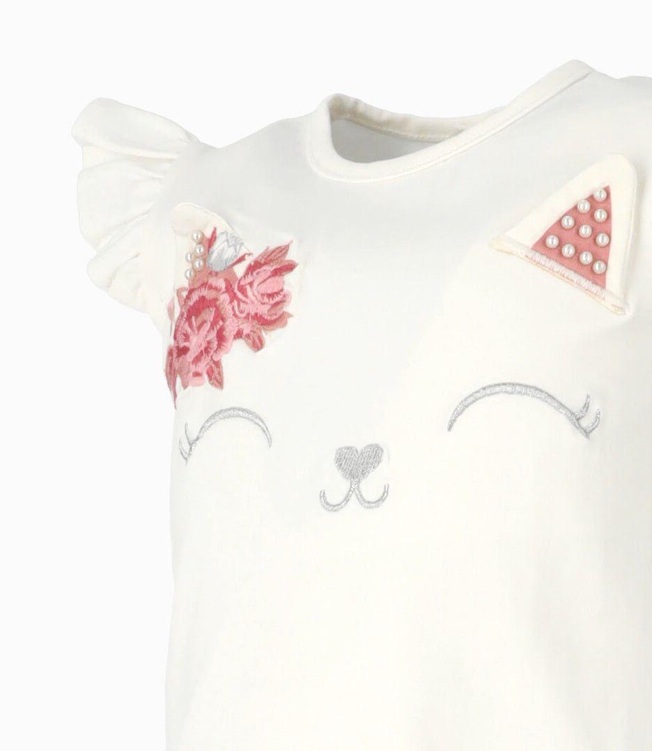 Polera manga corta bebé con gato crudo Limonada-2