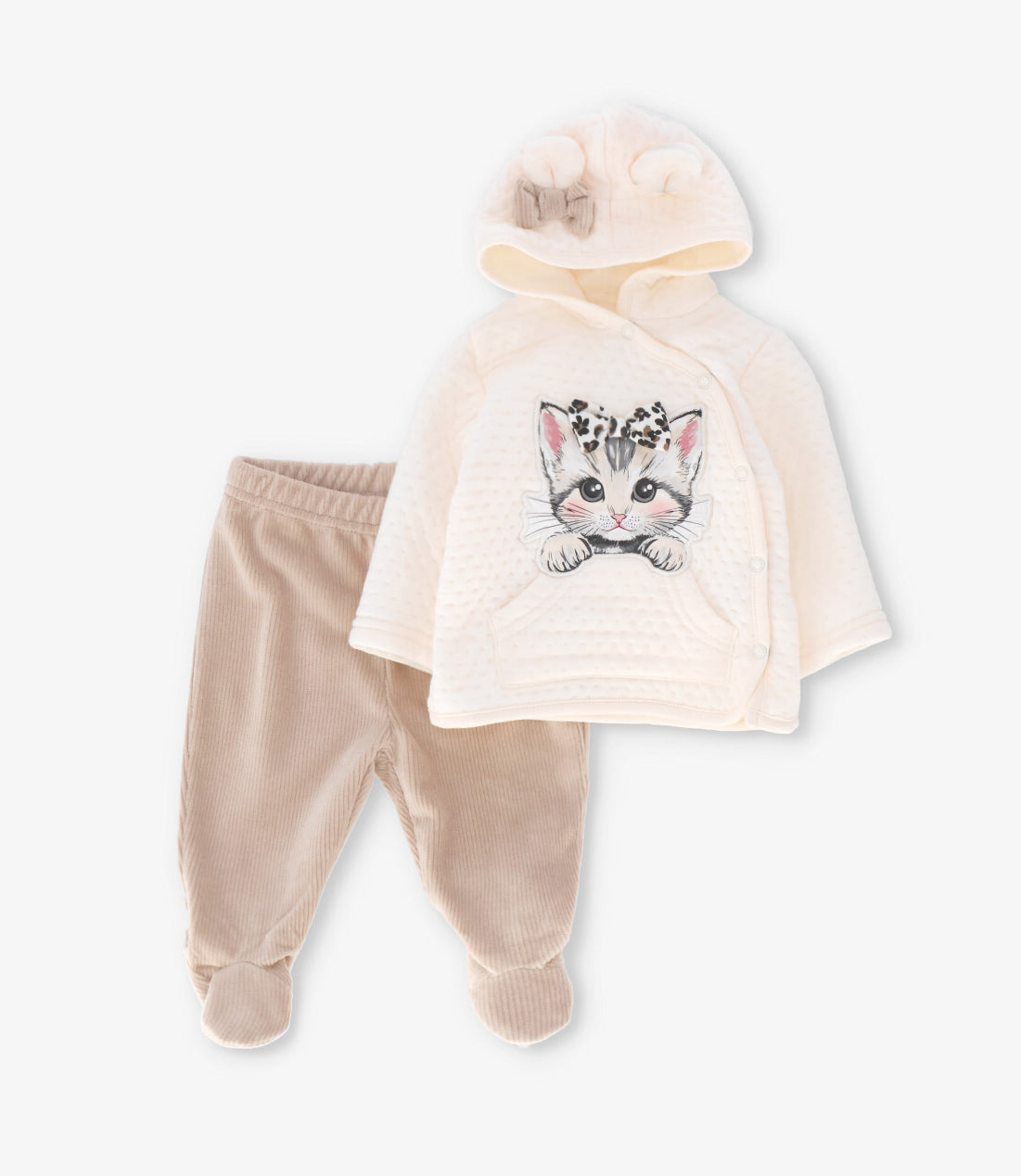 Conjunto recién nacida con gatito beige Limonada-0