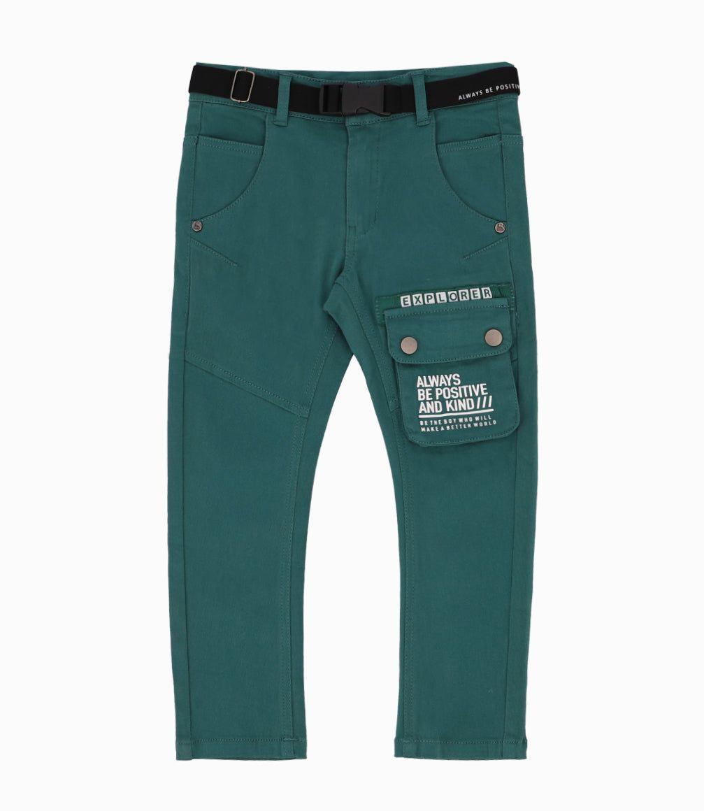 Pantalon Niño Con Cinturón Black And Blue Petróleo-3