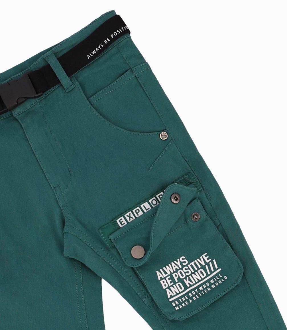 Pantalon Niño Con Cinturón Black And Blue Petróleo-4