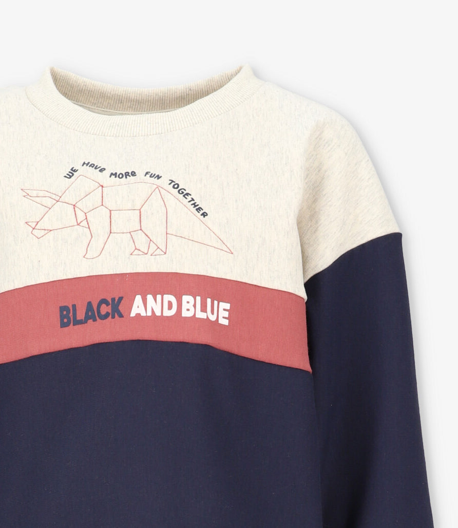 Buzo niño con dinosaurio crudo Black and blue-2