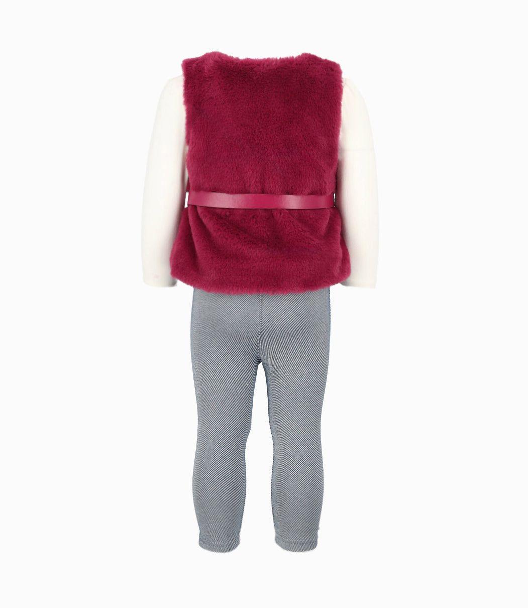 Conjunto bebé de chaqueta, polera y calzas burdeo Limonada-1